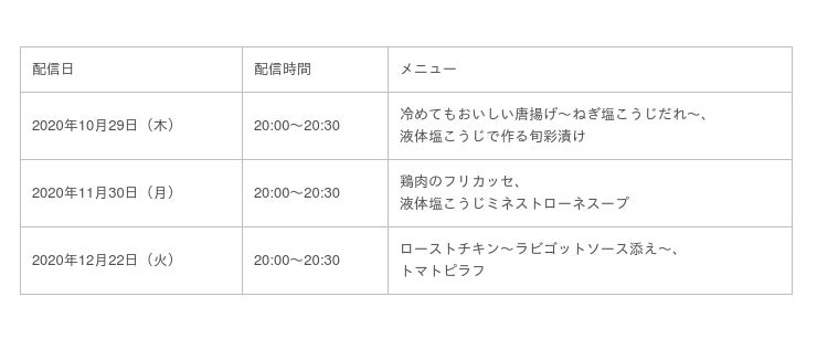 ハナマルキ Abcクッキングスタジオ 液体塩こうじの料理教室 オンラインライブ配信 ハナマルキッチン 好評につき 追加開催決定 ハナマルキpr事務局 食品業界の新商品 企業合併など 最新情報 ニュース フーズチャネル