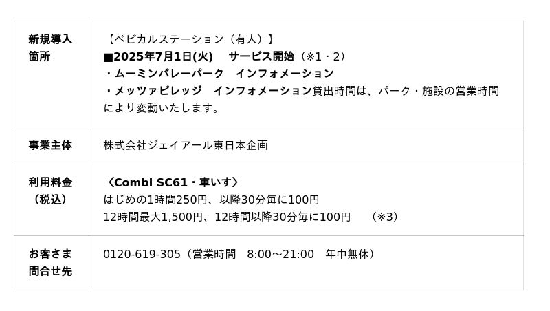 ベビーカー・車いすレンタルサービス「ベビカル」 ムーミンバレーパークに導入 ベビーカー・車いすレンタルサービス「ベビカル」 ムーミンバレーパークに導入