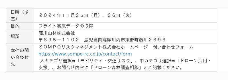 森林施業適期判断とカーボンニュートラルに向けドローンを活用した実証実験の開始