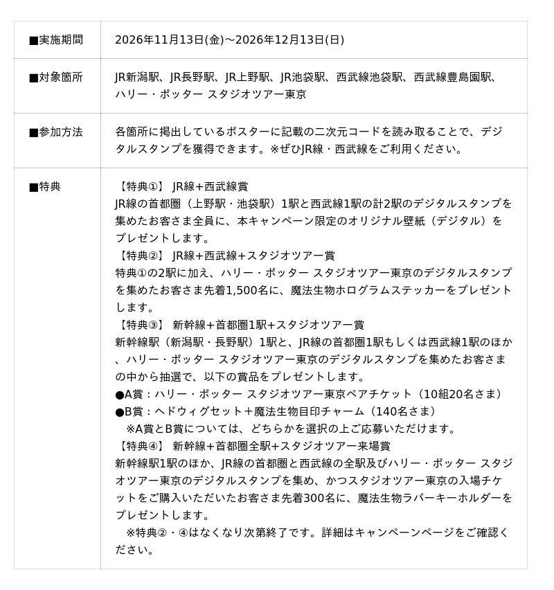 Multiplication Web Table JR東日本、西武鉄道、ハリー・ポッター スタジオツアー東京の三者で連携した施策の第二弾を実施します! - PR TIMES ...