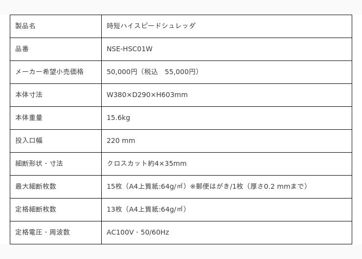 高いタイムパフォーマンスを実現！A4用紙を約3秒※で細断できる「時短