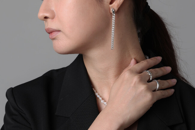 all chain Pierced Earrings(片耳) ￥24200　2way necklace＆bracelet ￥74800　half chain ring￥38500　line ring￥16500 (全てSV925）