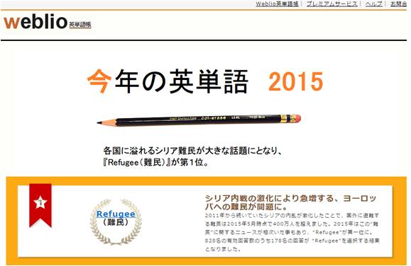 12月12日 漢字の日 の裏企画 国内最大級のオンライン辞書 Weblio英和 和英辞典 会員に調査 今年の英単語 15 ウェブリオ株式会社のプレスリリース