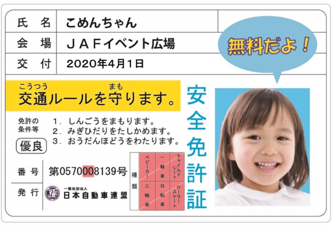 子ども安全免許証イメージ 子ども安全免許証イメージ