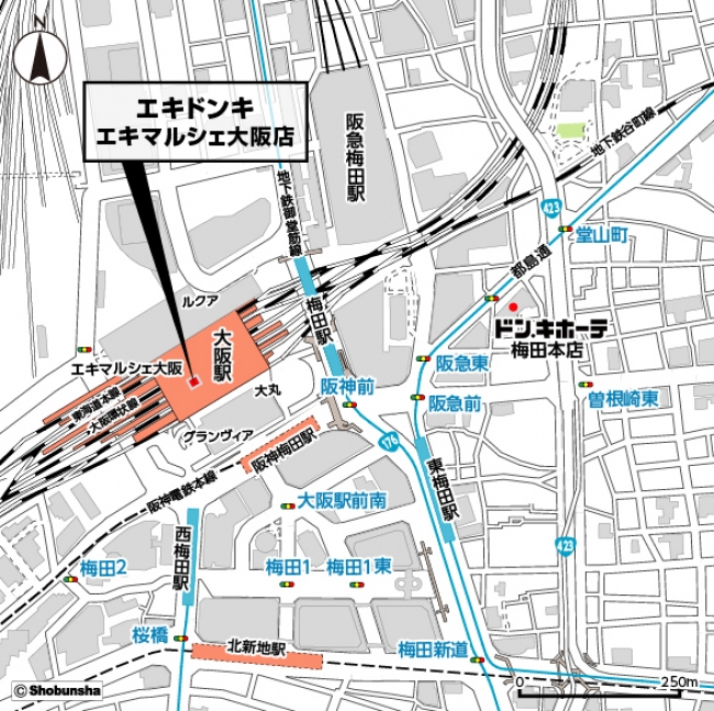 「エキドンキ　エキマルシェ大阪店」周辺地図