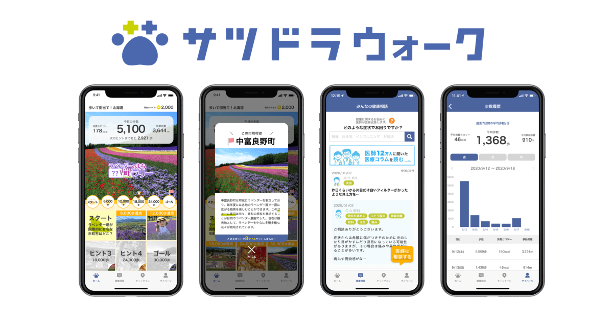 メドピアグループ、サッポロドラッグストアーとの共同事業　歩数記録アプリ「サツドラウォーク」をリリース