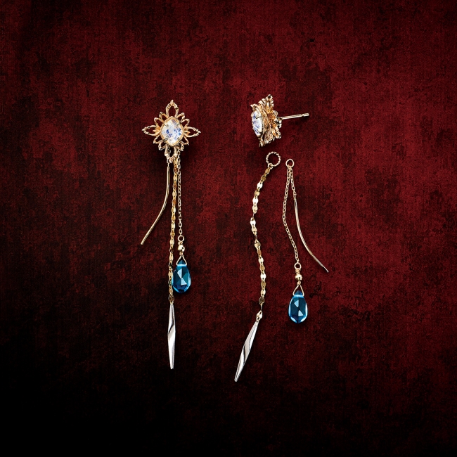 pierced earrings 50,000yen K10, silver, gold filled metal, labradorite(white) and blue topaz