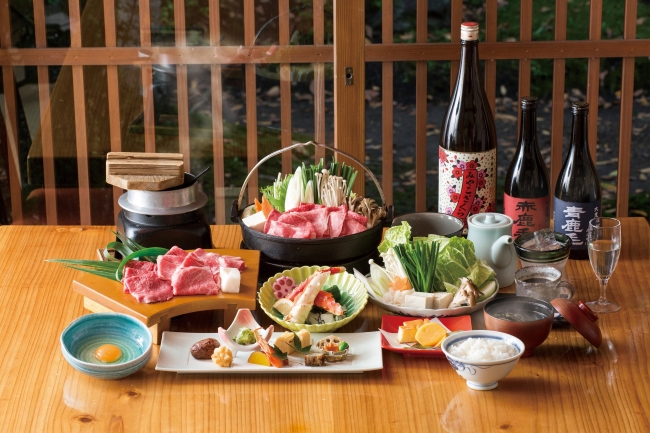 1日目の夕食は日本一の都城産宮崎牛すき焼き会席