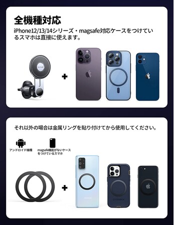 【色: 黒】MagSafe対応 L字型延長アーム+20個N52磁石 360° マ