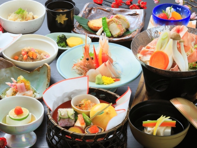 会席で旬の食材を堪能