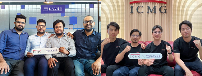 左：SAVEO CEO Vivek Jaiswal 氏（左から1番目）　右：ICMG Partners Founder 舩橋元 氏（右から2番目）