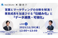 【無料ウェビナー】営業とマーケティングの分断を解消！ 事業成長を加速させる「仕組み化」と「データ連携・可視化」11月26日、27日、28日に開催