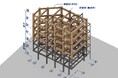 一般的な木造建築における狭いスパングリッド(1.8m~3.6m)から、木造2方向ラーメン構造の開発により中高層混構造建築で10mスパンが可能に!