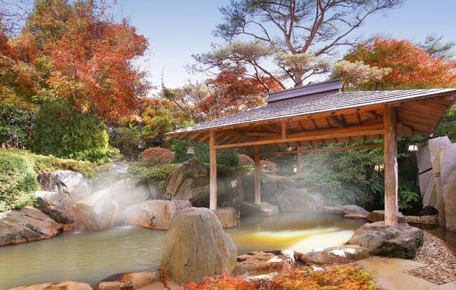 秋保を代表する老舗旅館「緑水亭」の露天風呂 秋保を代表する老舗旅館「緑水亭」の露天風呂