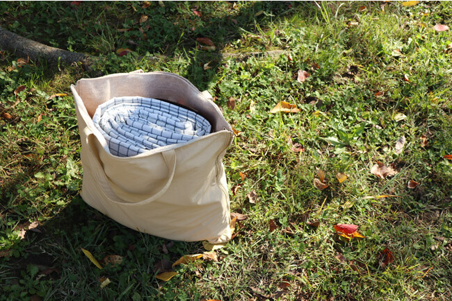 レジャーシートやお砂場セットなどかさばるアイテムもバッグにひとまとめ。