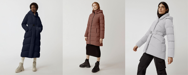 【左から:3900W MARLOW PARKA(¥176,000), 3901W AURORA PARKA(¥154,000), 3902W MARLOW COAT(¥154,000)】 【左から:3900W MARLOW PARKA(¥176,000), 3901W AURORA PARKA(¥154,000), 3902W MARLOW COAT(¥154,000)】