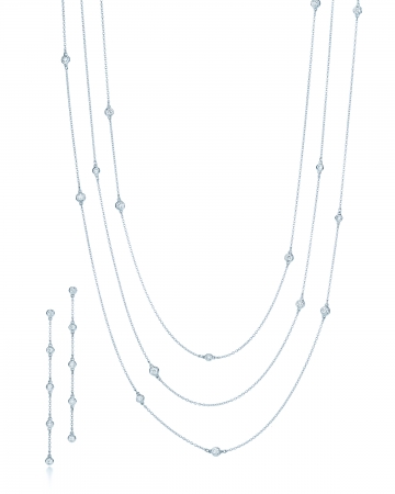 エルサ・ペレッティ ダイヤモンド バイ ザ ヤード ネックレス、ピアス（プラチナ× ダイヤモンド）