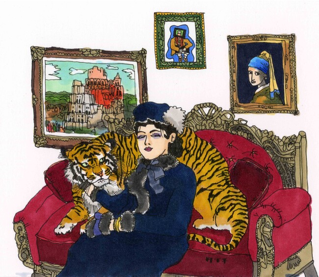 イワン・クラムスコイの「見知らぬ女」と虎（原画）