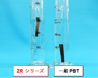 比重1.0を下回るためZRシリーズが水に浮く様子