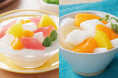 食感の違いがおいしい赤寒天とナタデココ入り!朝からフルーツにヨーグルト専用が仲間入り!杏仁はもちぷる食感になってリニューアル!