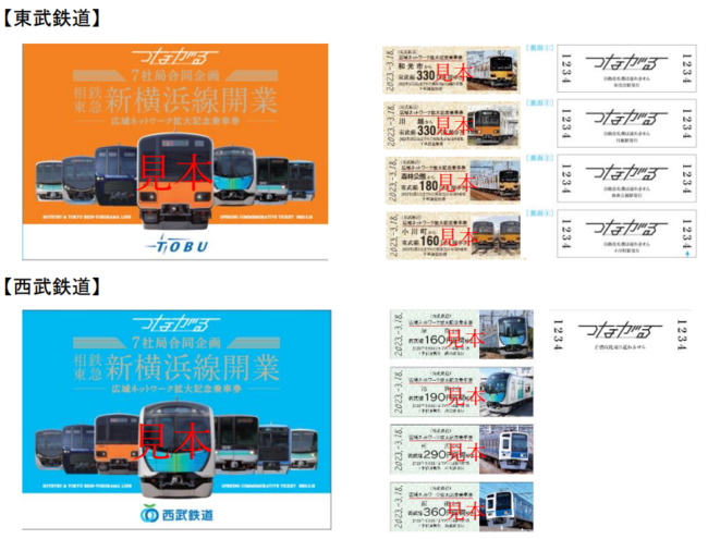 桜 印 相鉄・東急新横浜線記念 7社局合同企画乗車券 硬券入場券・出札