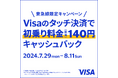 東急線限定！Visaのタッチ決済で乗車すると初乗り料金(相当)140円キャッシュバック！