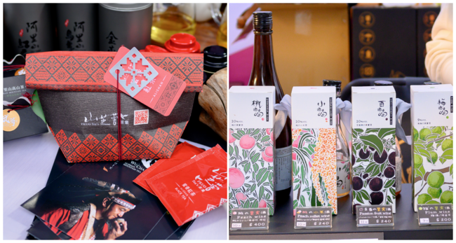 左は、武茶の蜜香紅茶ティーパックセット、右は、討酒吧の小米酒と果実酒。（写真提供：LiMA）