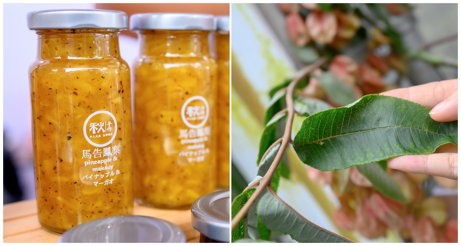 左は、秋手作の馬告パイナップル、右は台湾料理食材の刺葱。（写真提供：LiMA）