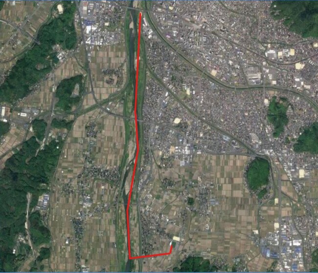 一次避難所のAxisバードスタジアムへ向けた空路