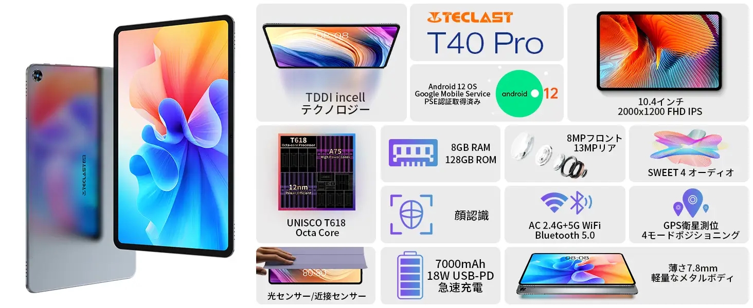 カバー付き　TECLAST T40 pro メモリ8GB  ストレージ128GB