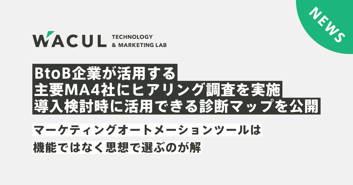 Btob企業が活用する主要ma4社にヒアリング調査を実施 導入検討時に活用できる診断マップを公開 株式会社waculのプレスリリース