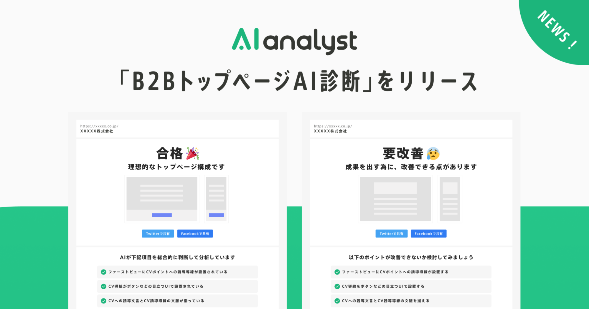 業界初 人工知能がサイトを評価する B2bトップページai診断 を無料提供開始 Url入力をするだけで Aiが 合格 要改善 を1分で判定 改善点も提案 株式会社waculのプレスリリース