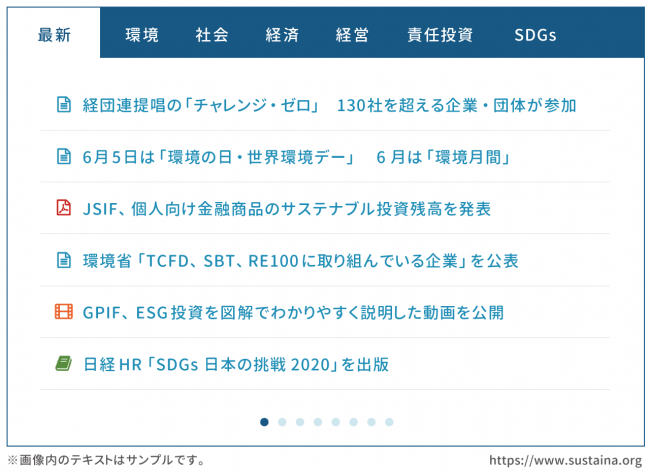 サステナビリティ Esg Sdgs Csr 情報に特化したポータルサイトが誕生 Sustaina 新たに ニュース トピックス機能 を追加 サステナ株式会社のプレスリリース