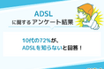 10代の72%が、ADSLを知らないと回答【ADSLについてのアンケート】