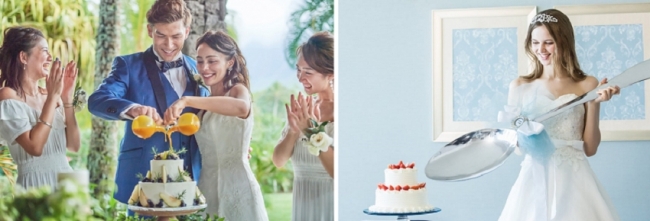 ウェディングケーキ のフォトジェニックな新パーティ演出 リゾ婚を盛り上げる カラードリップケーキ ビッグスプーン ワタベウェディング 株式会社のプレスリリース