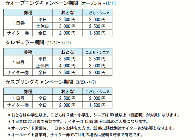 料金表