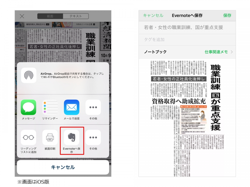 Evernote に日経の記事を保存できるようになりました 日本経済新聞 紙面ビューアー アプリ リニューアル 日本経済新聞社のプレスリリース