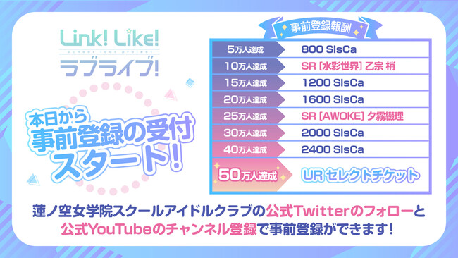 「Link！Like！ラブライブ！」事前登録キャンペーン