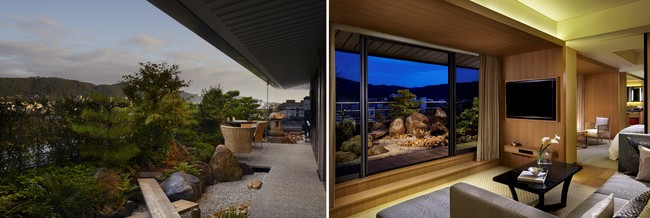 お花見も楽しめるデッキテラス ※イメージ(左)、客室の外側に広がるプライベートガーデン(右) お花見も楽しめるデッキテラス ※イメージ(左)、客室の外側に広がるプライベートガーデン(右)