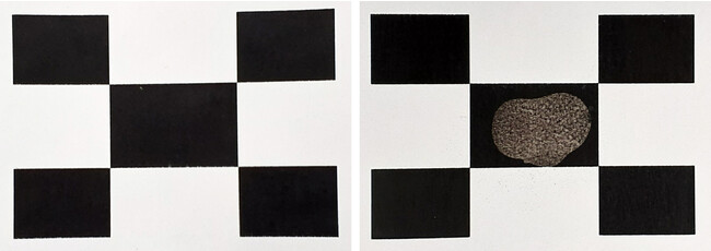 既存サーマル紙（左：試験前、右：試験後 印字部残存率75％）