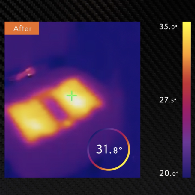 ヒーター付きチェアEleWarming　サーモグラフィの様子