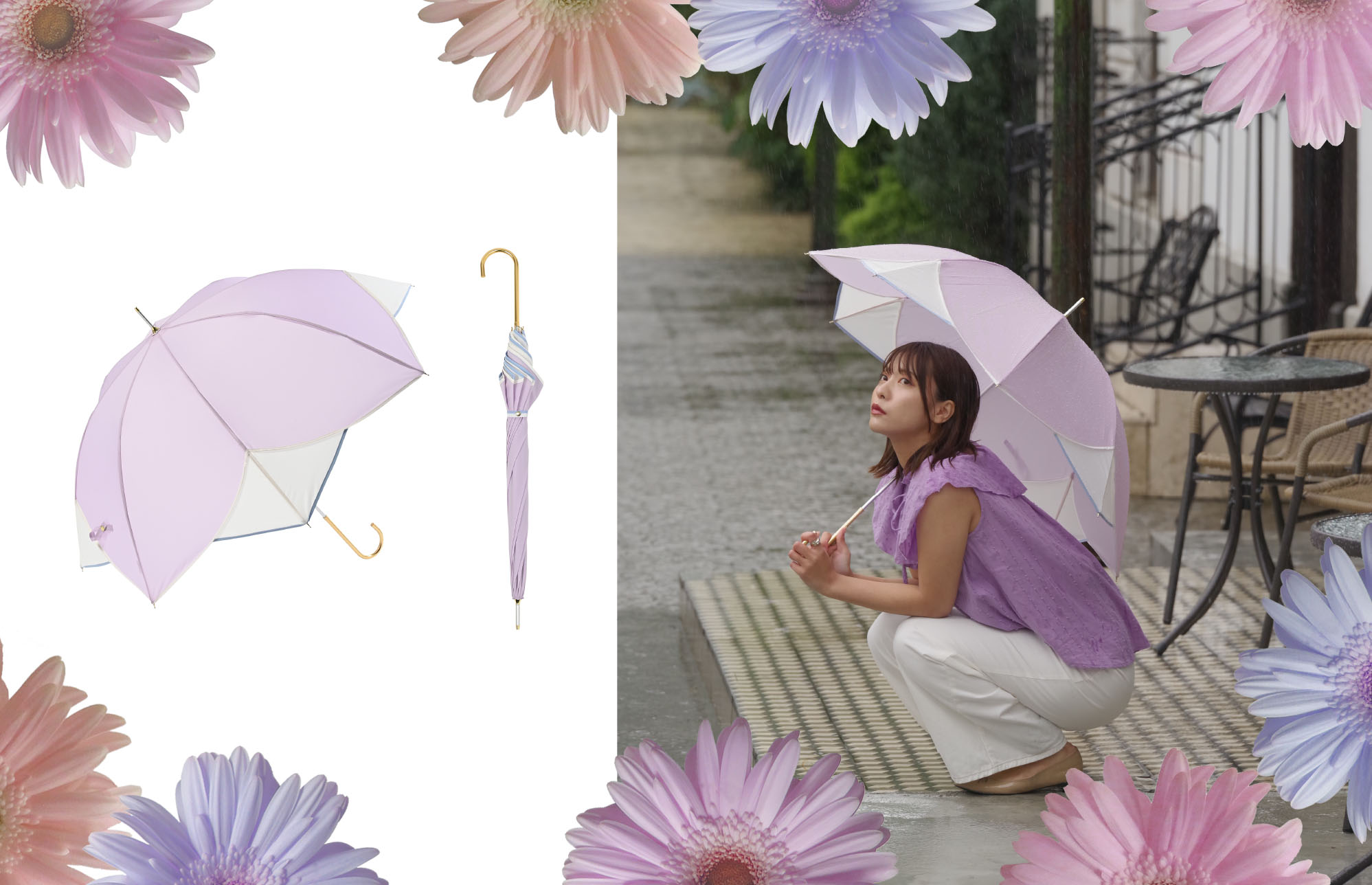 パイピング 長傘 花びら 唯一無二の華やかな形 - 小物
