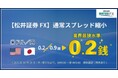 【松井証券 FX】米ドル円にてコアタイム制を導入し、通常スプレッドを業界最狭水準の0.2銭へ縮小