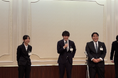 応募者 453 名から選ばれた 3 名の内定者が内定式で「施⼯管理体験ゲーム」を体験10 ⽉ 1 ⽇に⼭⼝県下関市の本社にて開催