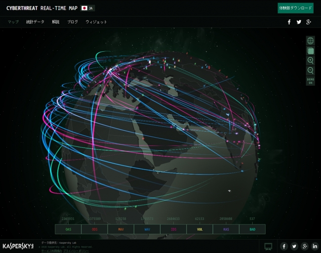 世界のサイバー脅威をリアルタイムで可視化する地図 Kaspersky Cyberthreat Real Time Map 日本語を含む10か国語に対応 企業リリース 日刊工業新聞 電子版