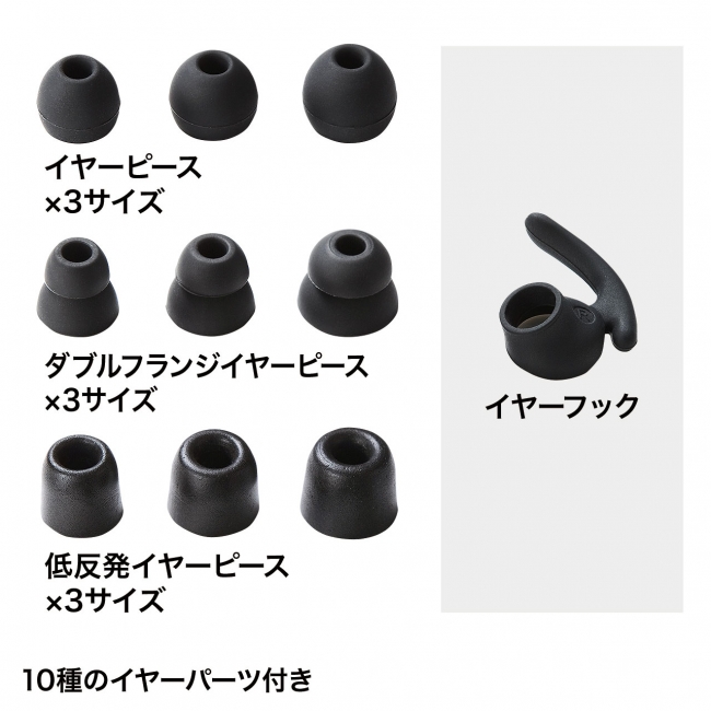 イヤーピースを9種類から選べる、Bluetooth 4.1対応ヘッドセットを発売