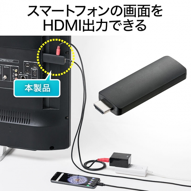 iPhone・Androidスマホの映像をそのまま出力できるUSB HDMI変換