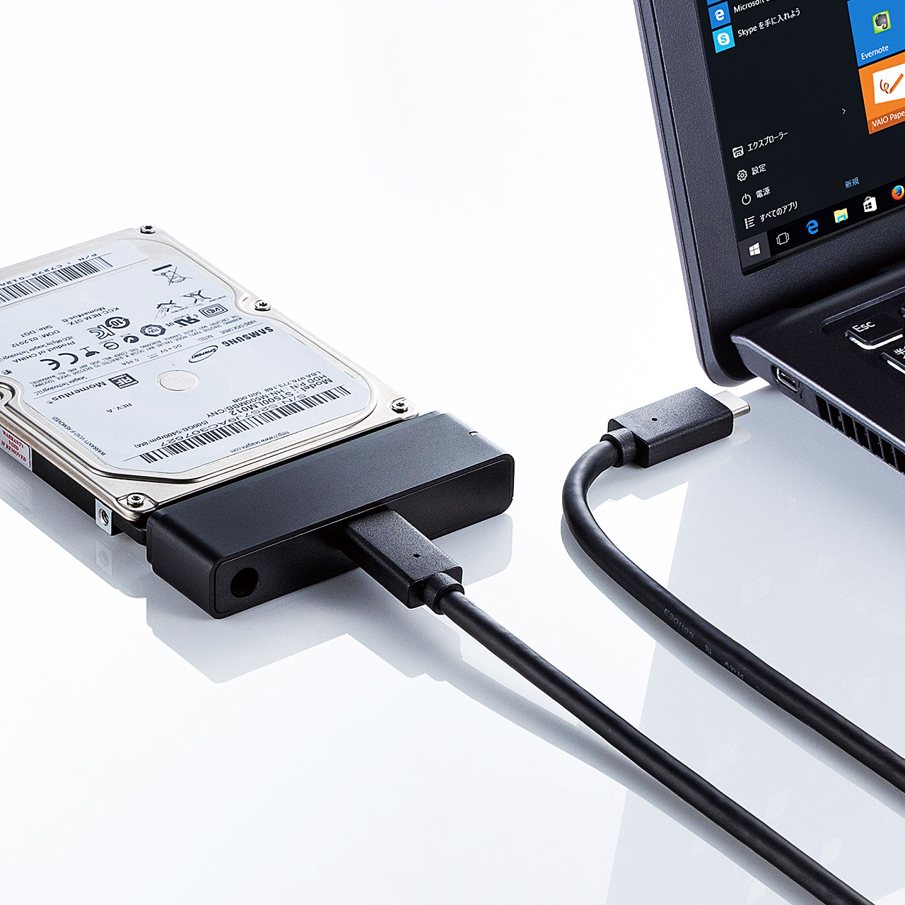高速データ通信規格USB 3.1Gen2に対応、SATAハードディスクをUSB Type-Cコネクタ接続に変換するケーブルを発売。｜サンワ