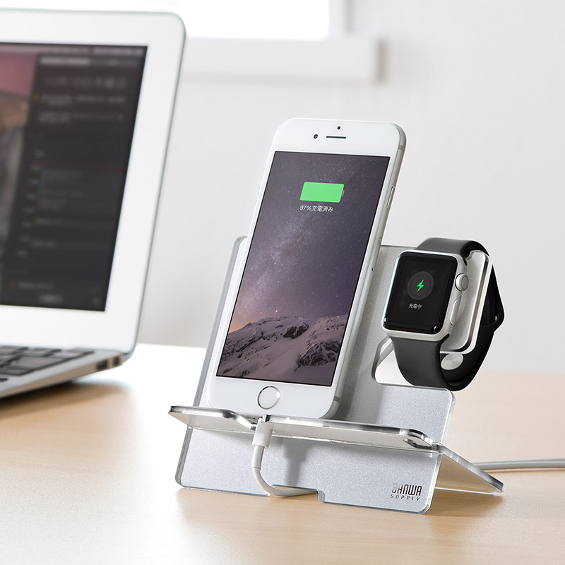 Apple Watchとiphone を並べて充電できる マグネットケーブル設置で置くだけ充電も可能な国産の充電スタンドを発売 サンワサプライ株式会社のプレスリリース Apple Watchとiphone を並べて充電できる マグネットケーブル設置で置くだけ充電も可能な国産の充電スタンドを発売 サンワサプライ株式会社のプレスリリース