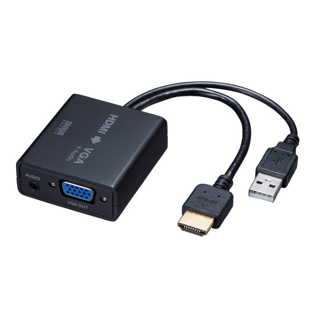 HDMI-VGAの変換ができるケーブル一体型変換コンバーターと、HDMI信号 